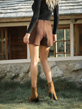 LanaWest Women High Waist Loose Wool Blend Button Detail Elegant Shorts